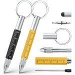 Cadeau homme, stylo multifonction 6 en 1, 2pcs stylo a bille multifonction avec boucle ronde, cadeaus ...