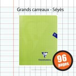 Cahier - 17x22(cm) - grands carreaux - 96 pages - couverture en polypro - sans spirale - clairefontaine ...