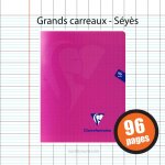 Cahier - 17x22(cm) - grands carreaux - 96 pages - couverture en polypro - sans spirale - clairefontaine ...