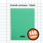 Cahier - 24x32(cm) - grands carreaux - 140 pages - couverture en polypro - sans spirale - clairefontaine ...