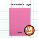 Cahier - 24x32(cm) - grands carreaux - 140 pages - couverture en polypro - sans spirale - clairefontaine ...