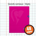 Cahier - 24x32(cm) - grands carreaux - 48 pages - couverture en polypro - sans spirale - clairefontaine ...