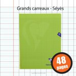 Cahier - 24x32(cm) - grands carreaux - 48 pages - couverture en polypro - sans spirale - clairefontaine ...
