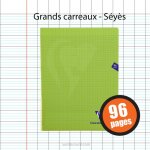 Cahier - 24x32(cm) - grands carreaux - 96 pages - couverture en polypro - sans spirale - clairefontaine ...