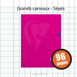 Cahier - 24x32(cm) - grands carreaux - 96 pages - couverture en polypro - sans spirale - clairefontaine ...