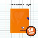 Cahier - 24x32(cm) - grands carreaux - 96 pages - couverture en polypro - sans spirale - clairefontaine ...