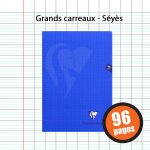 Cahier - 24x32(cm) - grands carreaux - 96 pages - couverture en polypro - sans spirale - clairefontaine ...