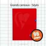 Cahier - 24x32(cm) - grands carreaux - 96 pages - couverture en polypro - sans spirale - clairefontaine ...