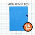 Cahier - 24x32(cm) - grands carreaux - 96 pages - couverture en polypro - sans spirale - clairefontaine ...
