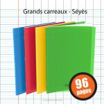 Cahier - 24x32(cm) - grands carreaux - 96 pages - couverture en polypro vert - sans spirale - hamelin ...