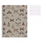 Cahier - a4 21x29, 7(cm) - petits carreaux - 80 pages - couverture en carton papillons - a spirale - ...