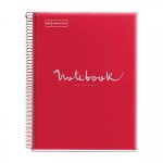 Cahier - a4 21x29, 7(cm) - petits carreaux - 80 pages - couverture en polypro rouge - a spirale - notebook ...