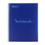 Cahier - a4 (21x29, 7cm) - grands carreaux - 80 pages - couverture en polypro bleu marine - a spirale ...
