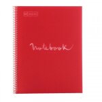 Cahier - a4 (21x29, 7cm) - grands carreaux - 80 pages - couverture en polypro rouge - a spirale - notebook ...