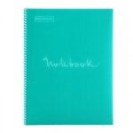 Cahier - a4 (21x29, 7cm) - grands carreaux - 80 pages - couverture en polypro turquoise - a spirale - ...