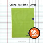 Cahier - a4 (21x29, 7cm) - grands carreaux - 96 pages - couverture en polypro - sans spirale - clairefontaine ...
