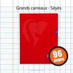 Cahier - a4 (21x29, 7cm) - grands carreaux - 96 pages - couverture en polypro - sans spirale - clairefontaine ...