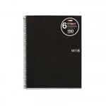 Cahier - a4 (21x29, 7cm) - petits carreaux - 150 pages - couverture en polypro noir - a spirale - miquelrius ...