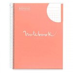 Cahier - a4 (21x29, 7cm) - petits carreaux - 80 pages - couverture rigide rose - spirale - notebook miquelrius ...