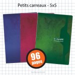 Cahier - a4 (21x29, 7cm) - petits carreaux - 96 pages - couverture en carton - sans spirale - clairefontaine ...