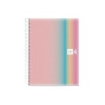 Cahier - a4 - spirales - petits carreaux - polypro - 120 pages perfor�es - arc - en - ciel