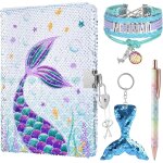 Cahier a paillettes - journal de sirne cahiers et bloc - notes a5 mmo carnets et journaux cadeaux pour ...