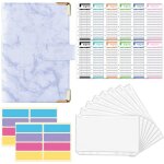Cahier de reliure a6, couvercle de classeur rechargeable a 6 anneaux, avec enveloppes de reliure claires, ...