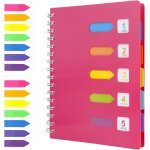 Cahier a spirale a5 avec 2 onglets, bloc - notes de projet a5 avec 5 intercalaires de couleur, cahier ...