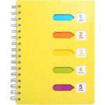 Cahier a spirales a5 haut de gamme avec couverture rigide en polypropyl�ne, 5 intercalaires, etanche, ...