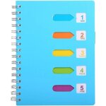 Cahier a spirales a5 de haute qualit� avec couverture rigide en polypropyl�ne, papier lign� cr�me, 5 ...