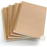 Cahier a spirale a5 petits carreaux: lot de 4 carnet de notes avec couverture kraft cahier note 80 feuilles ...
