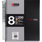 Cahier spirale nb - 8 a5 200 feuilles 5x5mm polypropyl�ne noir miquelrius 42007