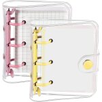 Cahier transparent, cahier classeur, 2 sets mini classeurs 3 anneaux cahier, agenda transparent carnet ...