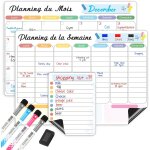 Calendrier magnétique pour frigo, effaçable a sec, 3 plannings mensuel, hebdomadaire et quotidien a coller ... Calendrier magnétique pour frigo, effaçable a sec, 3 plannings mensuel, hebdomadaire et quotidien a coller ...