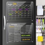 Calendrier magnetique frigo transparent, 2 pack planning mensuel familial acrylique, 40x30cm planificateur ...