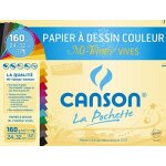 Canson - 526016 - pochette de 12 feuilles papier dessin - 160 g - 24 x 32 cm - assortis vifs
