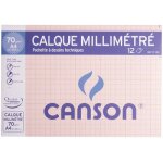 Canson pochete 12 feuilles papier calque millim�tr� bistre a4 70 / 75g