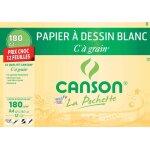 Canson pochette 12 feuilles papier a dessin  c  a grain a4 180g blanc