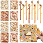 Capybara lot de 66 articles de papeterie capybara, 8 mini bloc - notes a spirale, 8 stylos neutres de ...