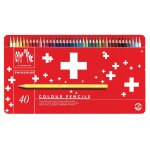 Caran d'ache crayons de couleur swisscolor, etui mtal de 40