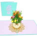Cards printemps tulipe fleur bouquet 3d popup carte de voeux pour toutes les occasions carte de fte ...