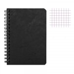 Carnet - 9x14 cm - petits carreaux - 100 pages - couverture noir - spirale