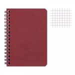 Carnet - 9x14 cm - petits carreaux - 100 pages - couverture rouge - spirale