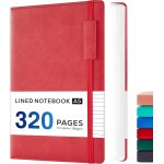 Carnet a5 pour femme / homme, 320 pages, couverture rigide en cuir avec papier lign de 100 g / m, carnet ...