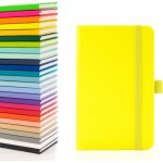 Carnet a6 avec pages lignes, passant pour stylo et poche, papier reli extensible (jaune fluo)