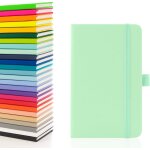 Carnet a6 avec pages lignes, passant pour stylo et poche, papier reli extensible (menthe pastel)