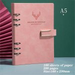 Carnet de notes a5 a feuilles mobiles, 200 pages, classeur en cuir d�tachable