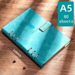 Carnet de notes a5 a feuilles mobiles 80 feuilles, carnet de r�union d'affaires, classeur en cuir souple ...