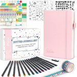 Carnet de notes a5 pointill�, kit bullet journal avec fournitures journaling pochoirs stickers stylos, ...