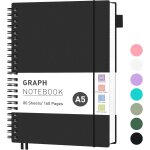 Carnet de notes a5 a quadrillage, carnet a spirale, 160 pages / 80 feuilles pour homme et femme, bloc ...